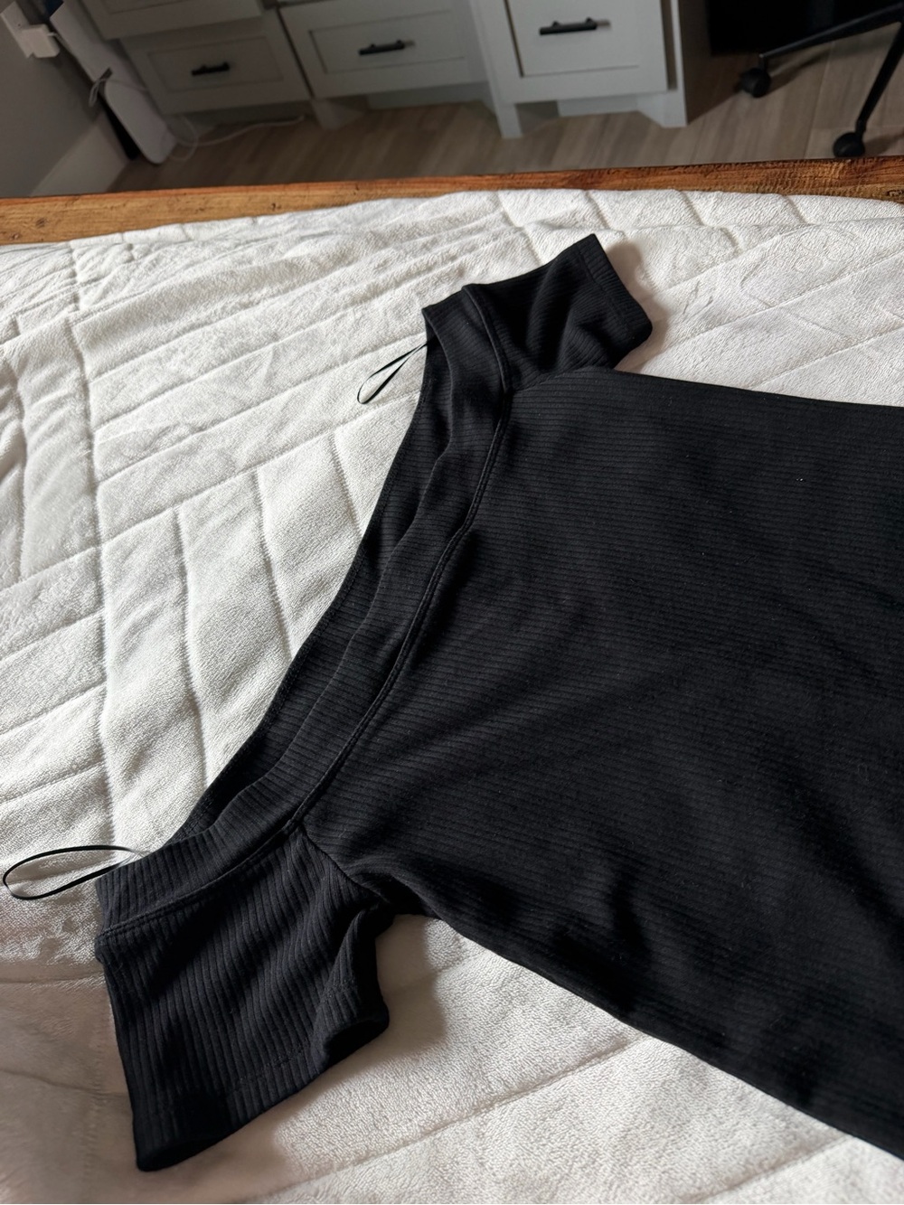 Old Navy off shoulder Black Ribbed Bodycon Dress - Picture 3 of 5